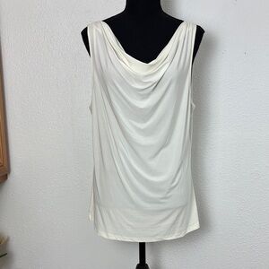 1287NWT  Preston and York Elegant White Drape Neck Top. SzL